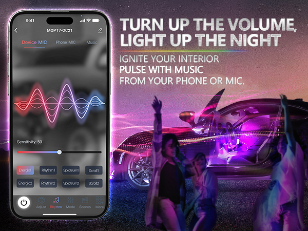 OPT7 Aura Pro Car Interior Lights with Smart App Control and Door Assist Entry Light