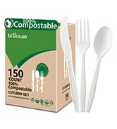 biocean 100%Compost Forks Spoons Knives Cutlery Set utensils sets 150