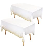 Mr. Pen - Party Table Cloth, 108" x 54", 2 Pack, White and Gold Tablecloth, Plastic Rectangle Tab...