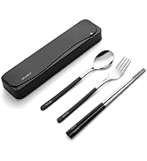 DEVICO Travel Utensils, 18/8 Stainless Steel 4pcs Cutlery Set Portable Camp Reusable Flatware Sil...