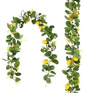 U'Artlines 2Pcs Total 11 Ft Artificial Lemon Garland Spring Summer Faux Fruit Vine Garlands with ...