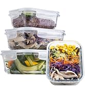 JGKYLDZ Airtight Glass Food Storage Containers Set - Leakproof Lids for Soup, Leftovers, Meal Pre...