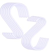 DINGEE 6 Inch Large White Heavy Duty S Hooks,12 Pack 7mm Thickness Vinyl Coated S Hooks for Hangi...