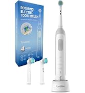 ZyuSiKei Rotating Electric Toothbrush for Adults - Round Head, Gentle on Gums, 4 Modes with 2-Min...