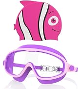 YLKJSWIM Kids Swim Goggles for 3-8 with Swim Cap, Swimming Goggles Cap Set with Anti-Fog Anti-UV ...