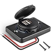 Anina Dual USB Car Charger Socket with Cap 12V/24V RV Usb Outlet USB-A Port Panel Wall Surface Mo...