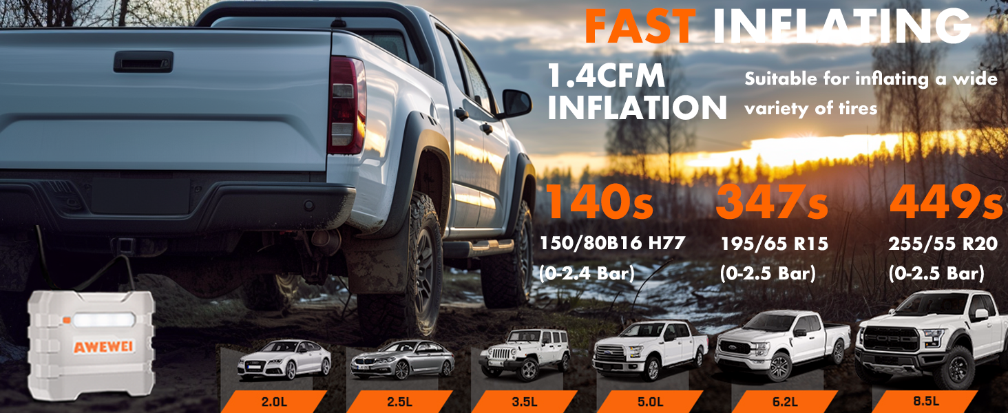 AWEWEI R7 tire inflator portable air compressor