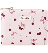 Sunwel Fashion Cherry Bow Prints Wallet Small Bifold Wallet with Zipper Coin Purse Card Holder ID...