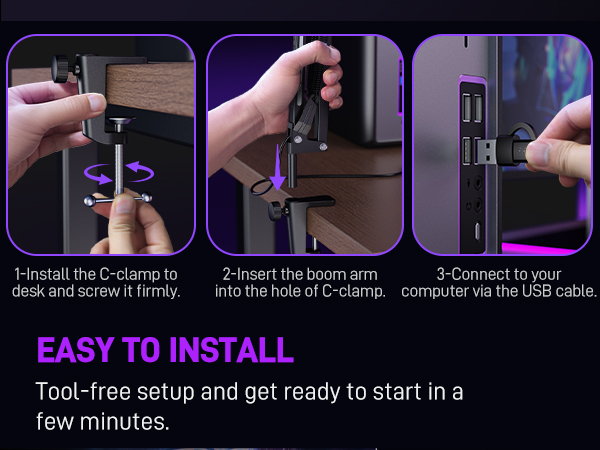 table arm boom with c-calmp