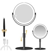 MOMOKUBA Magnifying Mirror with Light 20X, Height-Adjustable Lighted Makeup Mirror with Magnifica...