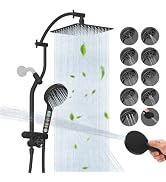 Hibbent 10'' All Metal Showerhead Combo & 10 Mode Filtered Handheld, Black