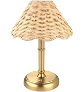 Folux Mini Cordless Boho Rattan Table lamp, 5200-mAh Rechargeable Battery, 3-Level Brightness Dim...