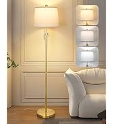 Gold Floor Lamp for Living Room, Tall Standing Lamp with 3 Color Temperatures Modern Brass Floor ...