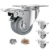 2 inch Caster Wheels, Casters Set of 4 Heavy Duty Locking Castors, Swivel Casters with Brake (Top...