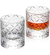 KAMMAK Crystal Whiskey Glasses Set of 2, Hand Blown 7.78oz Old Fashioned Glasses Stemless, Luxury...