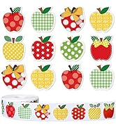 JarThenaAMCS 1000Pcs Back to School Stickers Roll Apples Shape Paper Decals 8 Designs Assorted Pa...