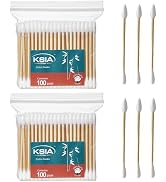 KSIA Klear Cotton Swabs 200 Count, Double Tipped Cotton Buds with Pointed & Round Tips, Strong Wo...