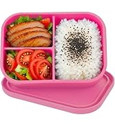 WYGLHLF Silicone Adult Bento Box, 3 Compartment Leakproof Silicone Lunch Container, Lunch Box for...