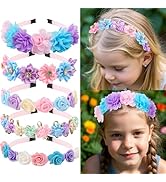 XIMA Pastel Floral Headbands for Girls,Chiffon Rose Hair Accessories with Rhinestones Flowers Hai...