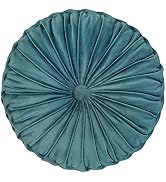 Teieas Round Throw Pillow Velvet Home Decoration Pleated Round Pillow Cushion for Couch Chair Bed...