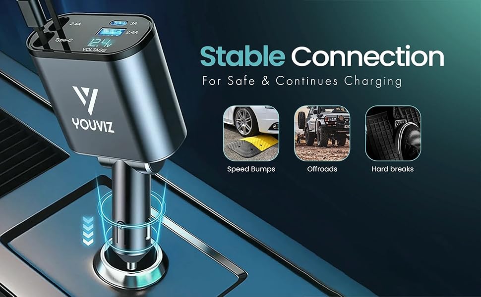 stable car charger universal adapter secure plug safe charging 12V 24V compatible