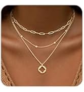 Layered Gold Silver Necklace for Women Non Tarnish,Dainty Choker Statement Chunky Necklace Stack ...