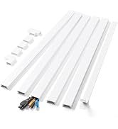 Yecaye 70.8n Cord Hider for 3-4 Wires on Wall, W1.18in H0.67in, White | TV Cord Covers, large Wir...
