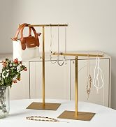 Display Stand Jewelry Towers 2 Packs Stainless Steel Bag Stand Tabletop Double Hook Hanging Jewel...