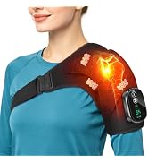 Cordless Shoulder Heating Pad with Massage, Heated Shoulder Wrap Massager for Deep Tissue Pain Re...