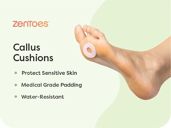 zentoes callus cusions protect sensitive skin medical grade padding water resistant everyday comfort