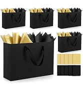 Epoesch Black Medium Gift Bags With Handles and Tissue Paper,12.6x8.7x4 Inch 5 Pack Paper Bags Bu...