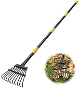 Rake,60 Inch Heavy Duty Small Garden Rake 11 Metal Tines -8.5 inch Wide, Adjustable Steel Handle,...