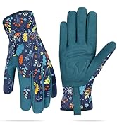 Womens Gardening Weeding Working Gloves, Leather Garden Glove for Women Thorn Proof No Stab for D...