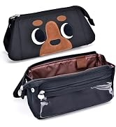 Hongdian Large Capacity Pencil Case Black Color, 3D Dog Pen Bags Stationery Pencil Pouch Organize...