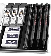 Nicpro 0.5 mm Mechanical Pencils Set with Case, 3PCS MP2000 Metal Artist Mechanical Pencil With 6...