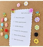 Yalis 24 Pcs Decorative Thumbtacks Colorful Floret and Bees Pushpins for Feature Wall, Whiteboard...