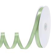 120 Yards Sage Green Ribbon 3/8 Inch Light Green Satin Ribbon Thin Ribbons for Hair Crafts Baby S...