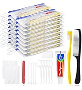 Xuezoioy Personal Hygiene Kit Bulk Pack of 100,Yellow Disposable Toothbrushes with Toothpaste Flo...