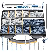 smseace 840Pcs Pocket Hole Screws Assortment Kit #8 x 1, 1-1/4", 1-1/2", 2", 2-1/2" Blue Coated a...