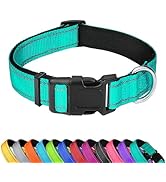 PWOD Reflective Dog Collar, Adjustable Soft Neoprene Padded Nylon Pet Collars with Buckle for Med...