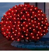 Meteds 6Ftx4Ft LED Christmas Net Lights Green Wire,Connectable UL Certified Waterptoof Net Lights...