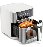 Sweetcrispy 6.34QT Air Fryer, 8-in-1 Air Fryers Oven with Visible Window, 400? Fast Heating, Nons...