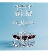 SOVQUEST Acrylic Champagne Tower, 3 Tier Round Cocktail Tree Rack 22 Slot, Sturdy Clear Stemware ...