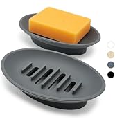 Aenfaiy 2 Pack Shower Soap Holder, Silicone Soap Dishes with Drain for Bar Soap, Non-Slip Boat Sh...