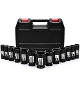 CASOMAN 1/2” Drive Deep Big Impact Socket Set, 13-Piece Large Spindle Axle Nut Impact Wrench Sock...