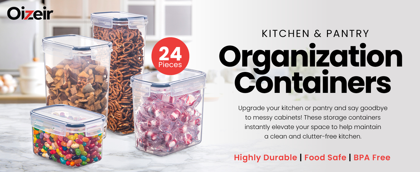 Oizeir kitchen and pantry organization containers 24pk
