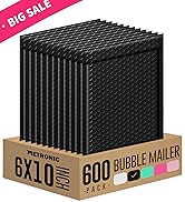Metronic Bubble Mailers 6x10 Inch 600 Pack Black Waterproof Bubble Mailer Usable Size 6x9'' Padde...