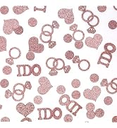 Rose Wedding Table Confetti, Bridal Shower Decorations Bride to Be Confetti Glittering Diamond Ri...