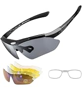 ROCKBROS Polarized Cycling Glasses for Men, Sports Glasses with 5 Interchangeable Lens for Runnin...