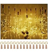Wine Bottle Cork Lights 15Pack 10 LED/ 40 Inches Battery Operated Cork Shape Copper Wire Colorful...